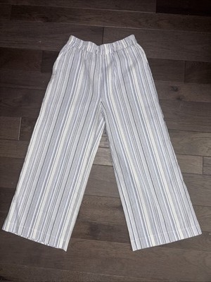 HEM & THREAD  STRIPED 100% COTTON  WIDE LEG PULL-ON    PANTS NWT SZ S