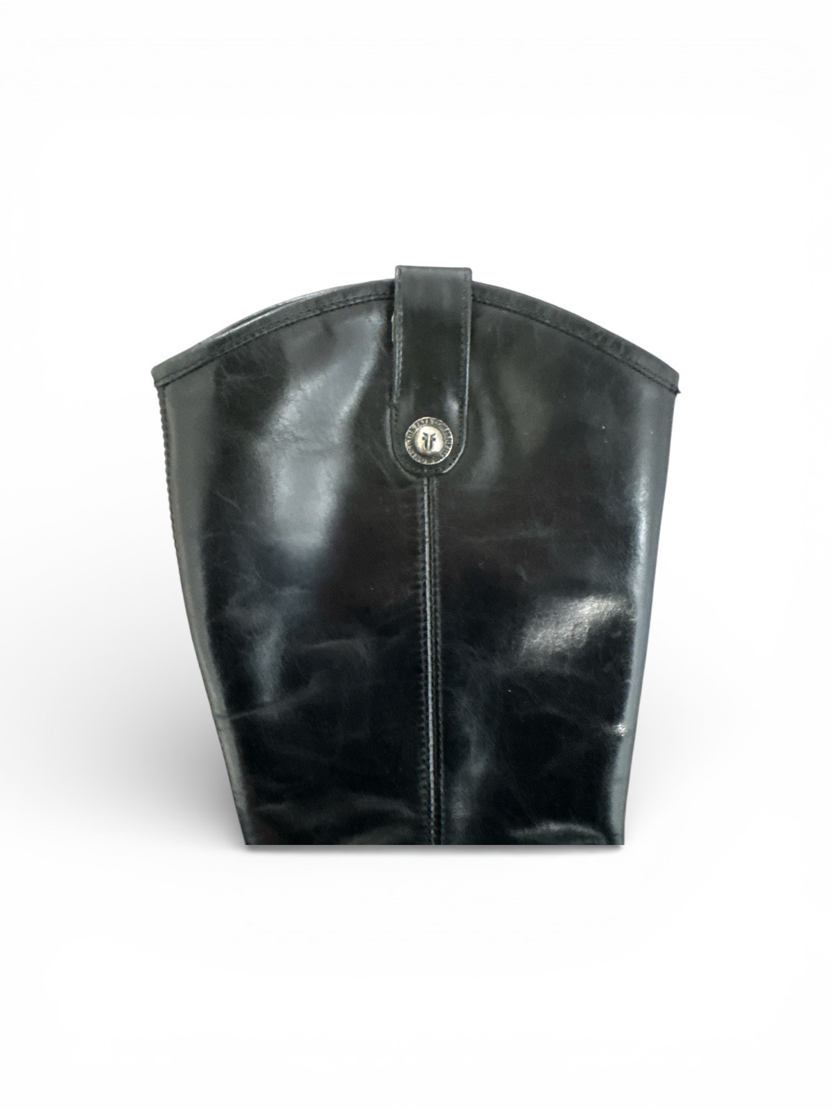 FRYE Melissa Button Inside Zip Black Leather Knee… - image 6