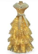 WINTER WONDER LANE 4' PRELIT PRANCER DRESS FORM CHRISTMAS TREE GOLD SHAWL LED