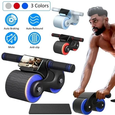 Automatic Rebound Abdominal Wheel Anti-slip AB Roller Wheel with Kneel Pad Phone - Image 1 of 4