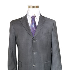 Austin Reed Vintage Men's Sport Coat Pinstripe Blazer Jacket Size 42R Black