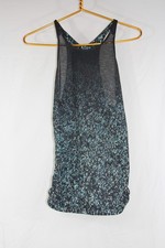 PRANA Women's Black Speckled Ombre Lightweight Racerback Tank Top Ruched Sides S