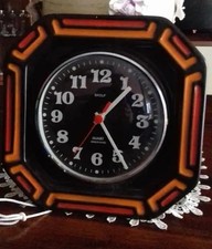 Vintage BADUF Ceramic Wall Clock 1970s WORKS West Germany Space Age