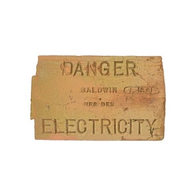 Vintage Baldwin DANGER ELECTRIC Allzweckziegel 23 x 15 cm schrulliges Geschenk Retro