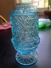 Vaseline glass Fairy lamp candle tea light holder uranium teal / selenium