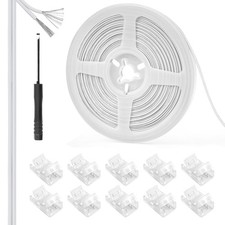 10Pcs 2 Pin 10mm LED Connectors and 32.8FT 2pin 22AWG Extension Cable, Strip ...