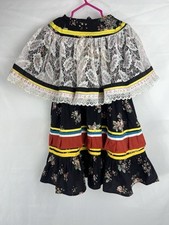 Vintage Seminole Girl  s Cape Dress Handmade Native American Floral Lace