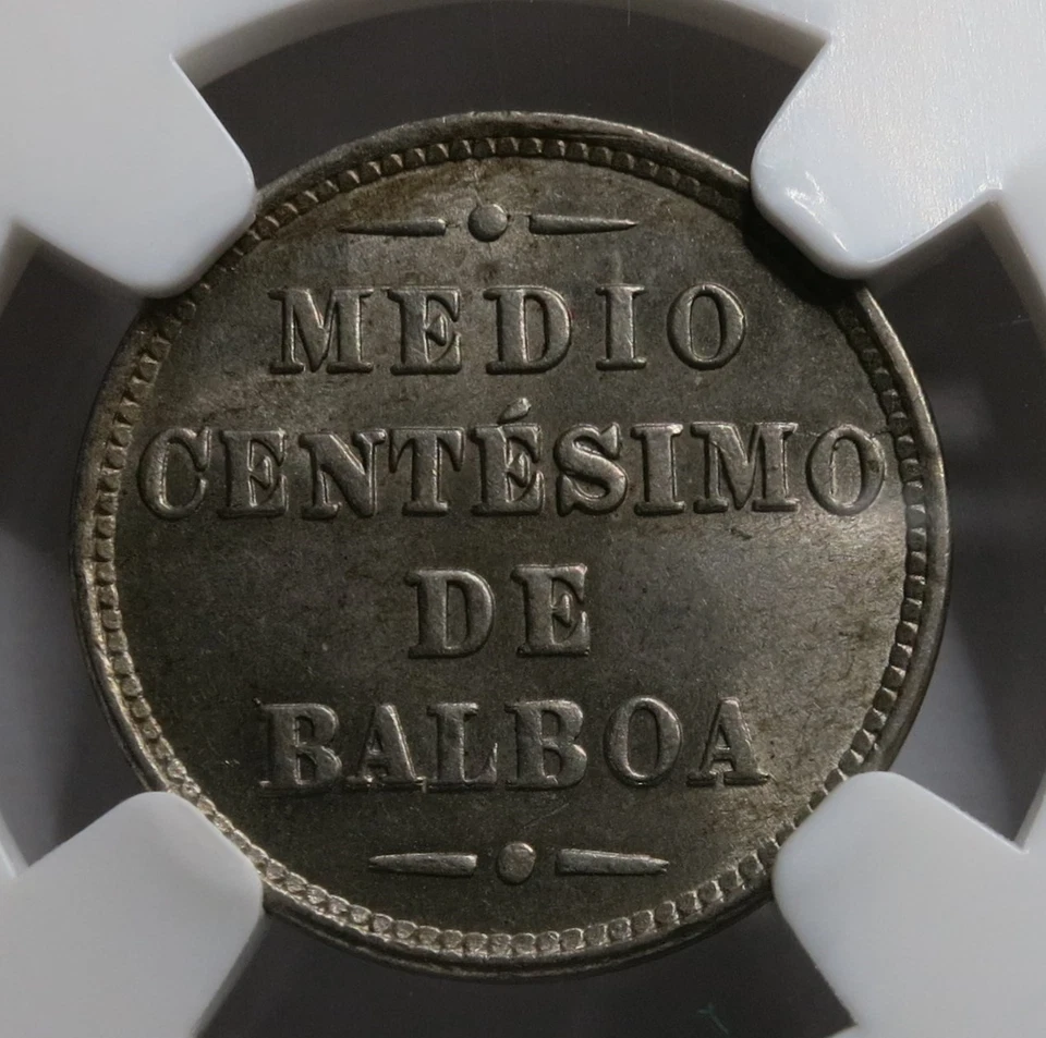 PANAMA Medio 1/2 Centesimo 1907 NGC MS 63 Balboa Nickel UNC Central America - Image 2 of 4