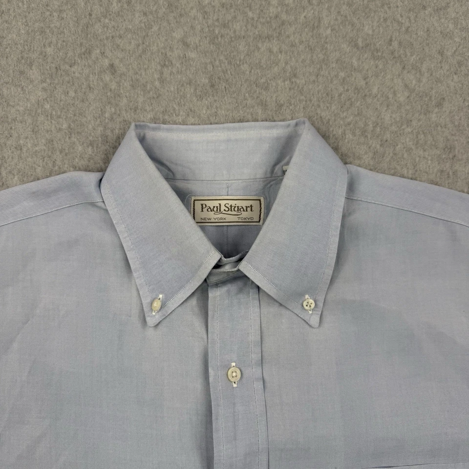 Vintage Paul Stuart Shirt Mens 16.5 35 Blue Button Down Long Sleeve Made In USA - Image 3 of 4