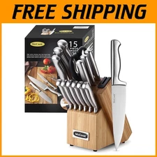 Mccook German Stainless Steel Knife Block Set - 15-Piece