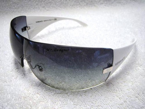 NEW Genuine VERSACE Shield Men Women Sunglasses VE2054 White Black 10008G 100187