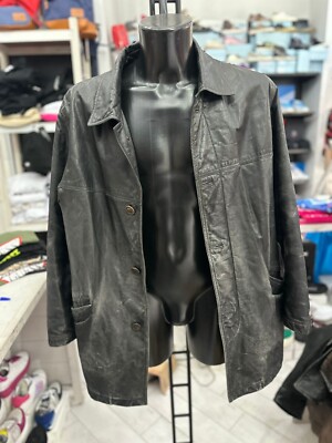 Vittorio Forti Leather Jacket Used Men Size 50 Black LLV457