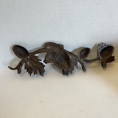Vintage SPI Pinecone Cast Iron Keyhook Wall Hanging 5 Hooks 10.5” Long - Picture 2 of 6