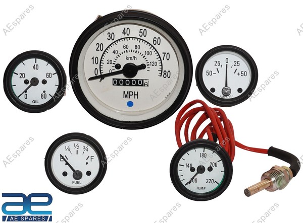 FüR Willys Jeeps MB Gpw CJ Anzeige Kit Tacho Mph Kph Temperatur ÖL Benzin Amp-image