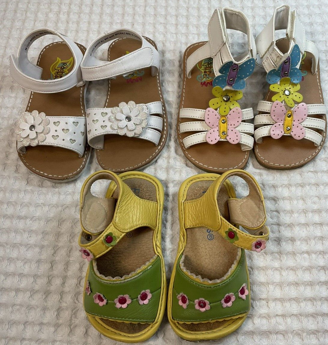 Lotto di 3 sandali bambino taglia US 6 7 8 scarpe Rachel e dita pippy