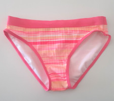Art Class Girls Size L 10/12 Textured Bikini Swim Bottom Pink Yellow Stripe