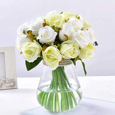 24Pcs Artificial Silk Roses, Realistic Fake Flowers for Wedding Home Party Decor