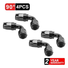 4x AN6/AN8/AN10/AN12 Hose End Fitting 90 Degree Swivel for Oil/Fuel/Gas CPE Hose
