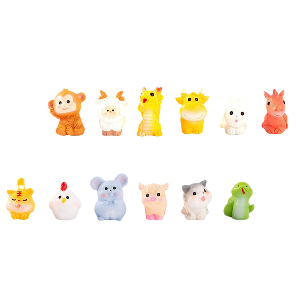 12pcs Miniature Animal Statues Resin Animal Figurine Animal Mini Garden
