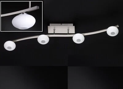 Honsel Cobra LED Deckenleuchte 4 flammig Glas Weiß Silber dimmbar - Bild 1 von 3
