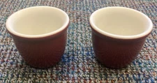2 Vintage HALL Pottery #351 1/2 Rust Ramekins Custard Cups USA