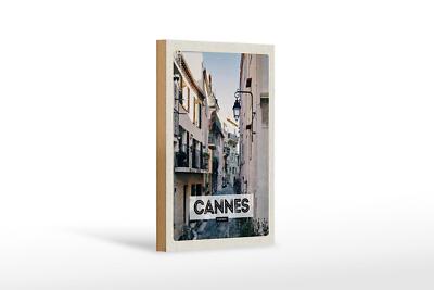 Holzschild Reise 12x18 cm Cannes France Architektur Straße Deko Schild