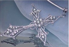 1.20Ct Round Lab-Created Diamond Cross Pendant 14K White Gold Plated