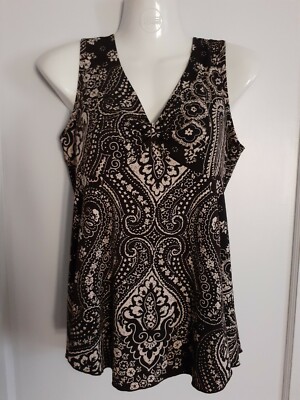Vol. 1 Petite Espresso Brown and Cream Floral Print Tank sz M/L *NWOT* Stretchy