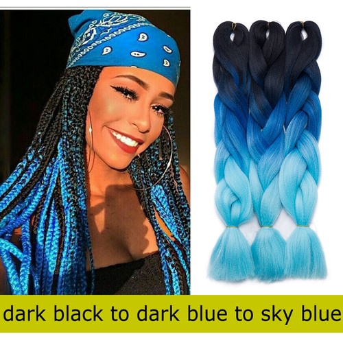 Multi Colored Afro Crochet Braids Hair Extensions Straight Jumbo Braiding Ombre - Picture 35 of 67