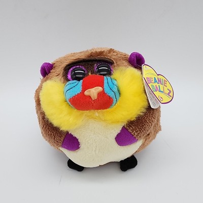 Ty Beanie Ballz Charlie Baboon Monkey Plush 4.5'' Purple Eyes Stuffed Animal 2013