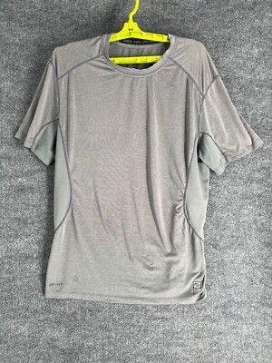 Nike Pro Combat Shirt Men XL Grey Fitted Dri Fit Short Sleeve Compression 