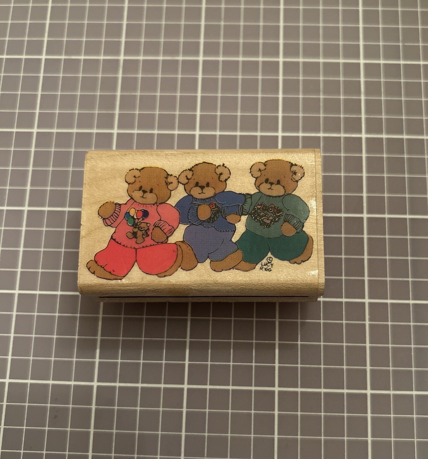 Rubber Stampede Lucy & Company Teddy Bear Three Joggers 032-D Rubber ...