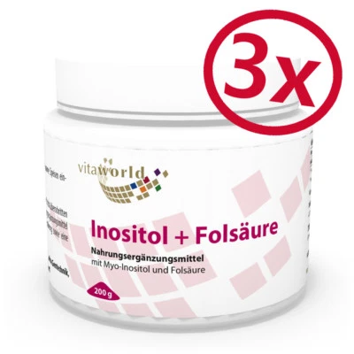 Pack di 3 Inositolo + Acido Folico polvere 600g Vita World Farmacia Germania