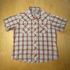 Vintage Wrangler Pearl Snap Multicolor Plaid 2XL Short Sleeve Western Shirt