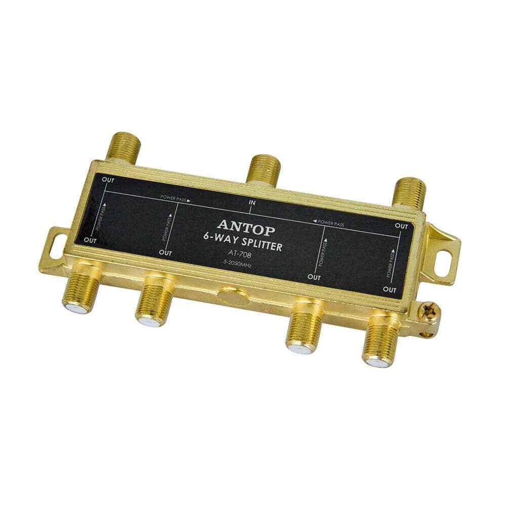 Antop 6-Way Low Loss RF for TV Satellite Cable Coaxial Splitter