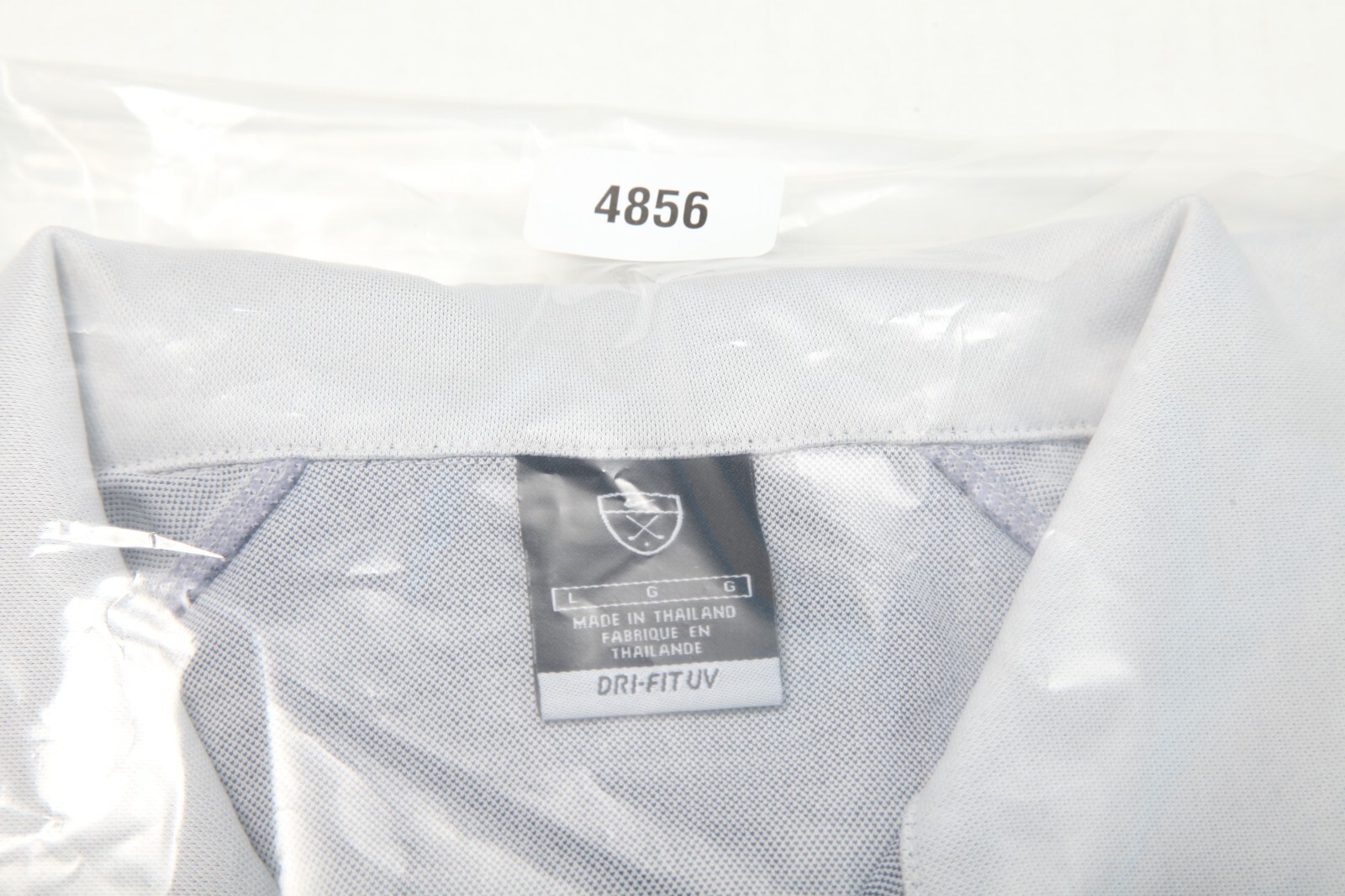 Nike Polo Shirt Mens Large Gray Blue Polk Dots Dri Fit UV No Logo Golf