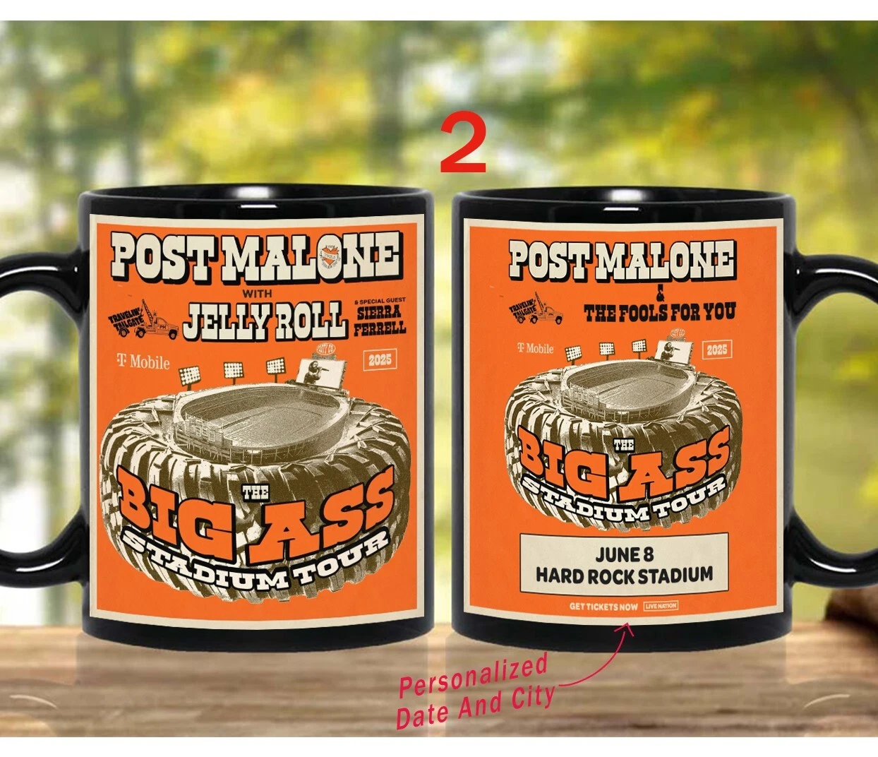 Custom Custom Post Malone and Jelly Roll US 2025 Tour Coffee Mug