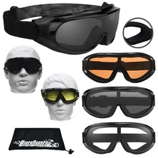 Motorcycle Goggles Fit Over Glasses Cover RX Sunglass Yellow Clear Dark Grey