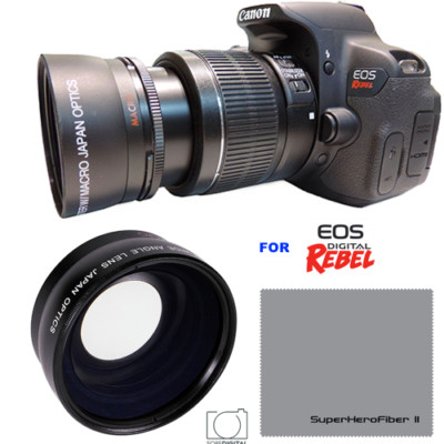  WIDE ANGLE + MACRO LENS FOR Canon Rebel EOS XTI 1200D T3 T3I T4 T5 T6 7D 6D X45