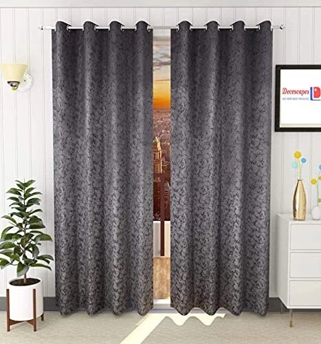 Pack Of 2 Luxurious Velvet Room Darkening Curtains for Door Charcoal Gray 7 Ft