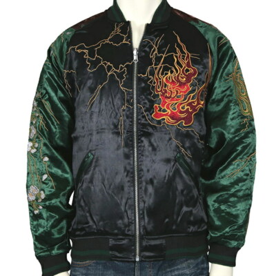 Souvenir Jacket Japanese Pattern Embroidery Sukajan Reversible