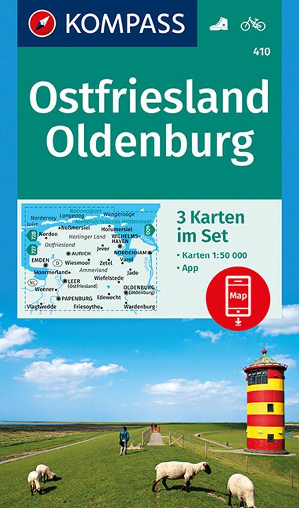 Thumbnail - Kompass Wanderkarten-set 410 Ostfriesland, Oldenburg (3 Karten)