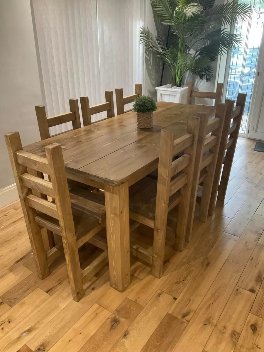Chunky wooden table and chairs discount