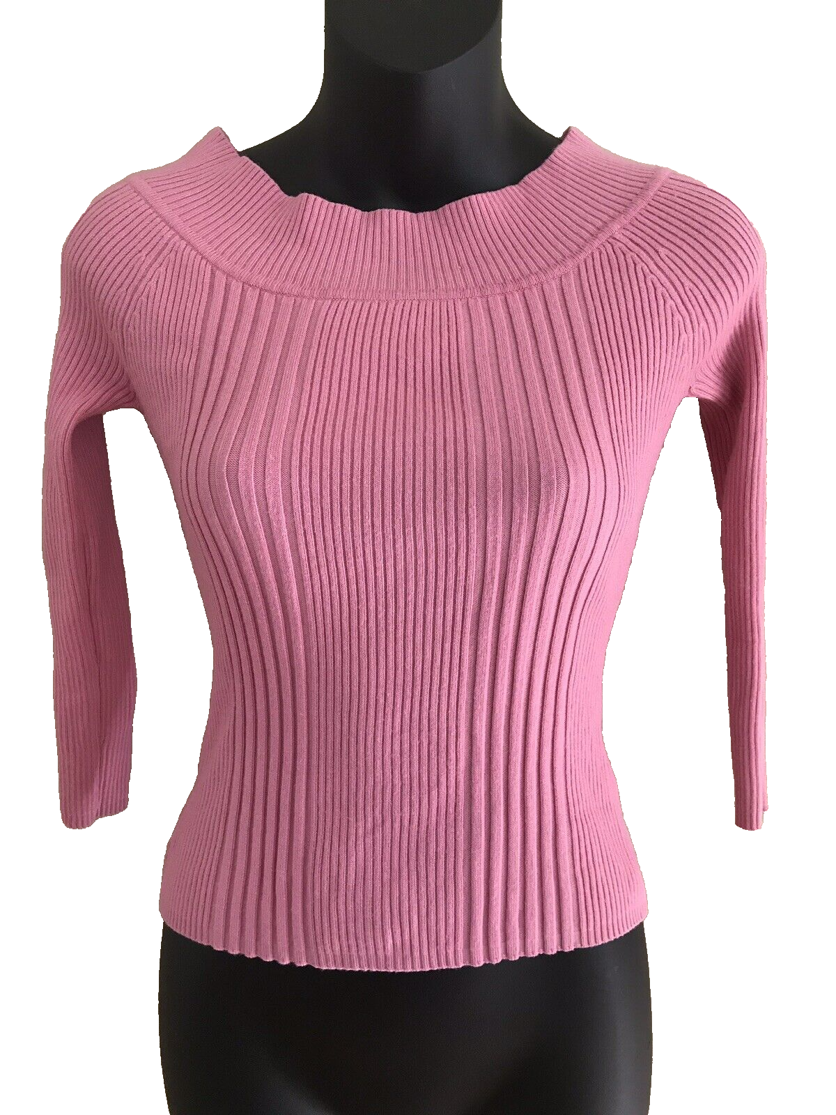 It's Our Time Womens Knit Sweater Size M Medium Pink Boat Neck 3/4 Sleeve