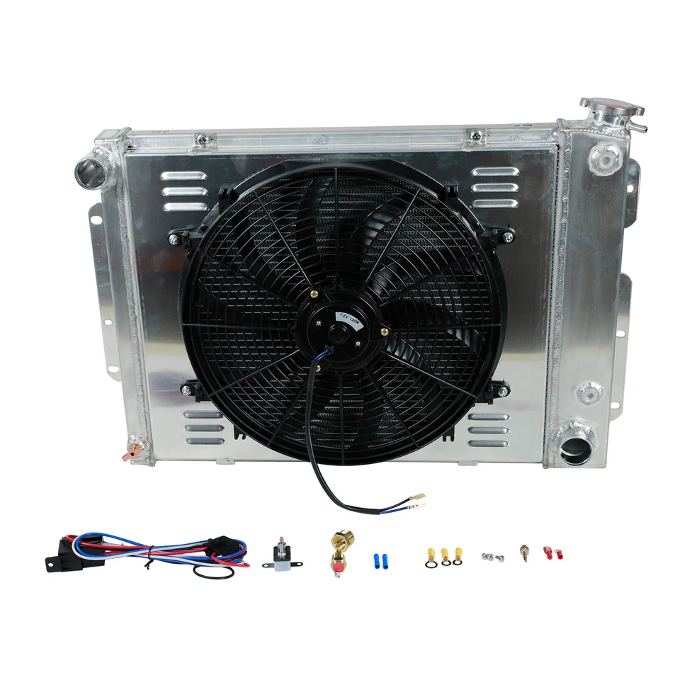 Radiator 3 Row Aluminum+Shroud Fan Relay For 67-69 Chevy Camaro Pontiac Firebird - Изображение 3 из 4