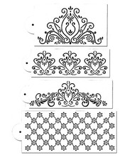 4 Piece Cake decorating Airbrush Icing Frosting Fondant Fancy Flower Stencils