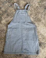 Glamorous Petite Blue Denim Pinafore/Dungaree Dress Pockets Zip Braided 10
