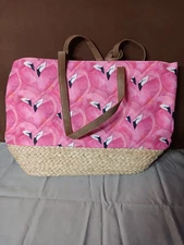 Sun 'n' Sand Large Shoulder Tote Bag Beach Bag Flamingos Matching Zippered Bag