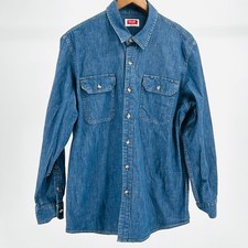 Wrangler Cotton Denim Blue Western Workwear Pocket Button Shirt