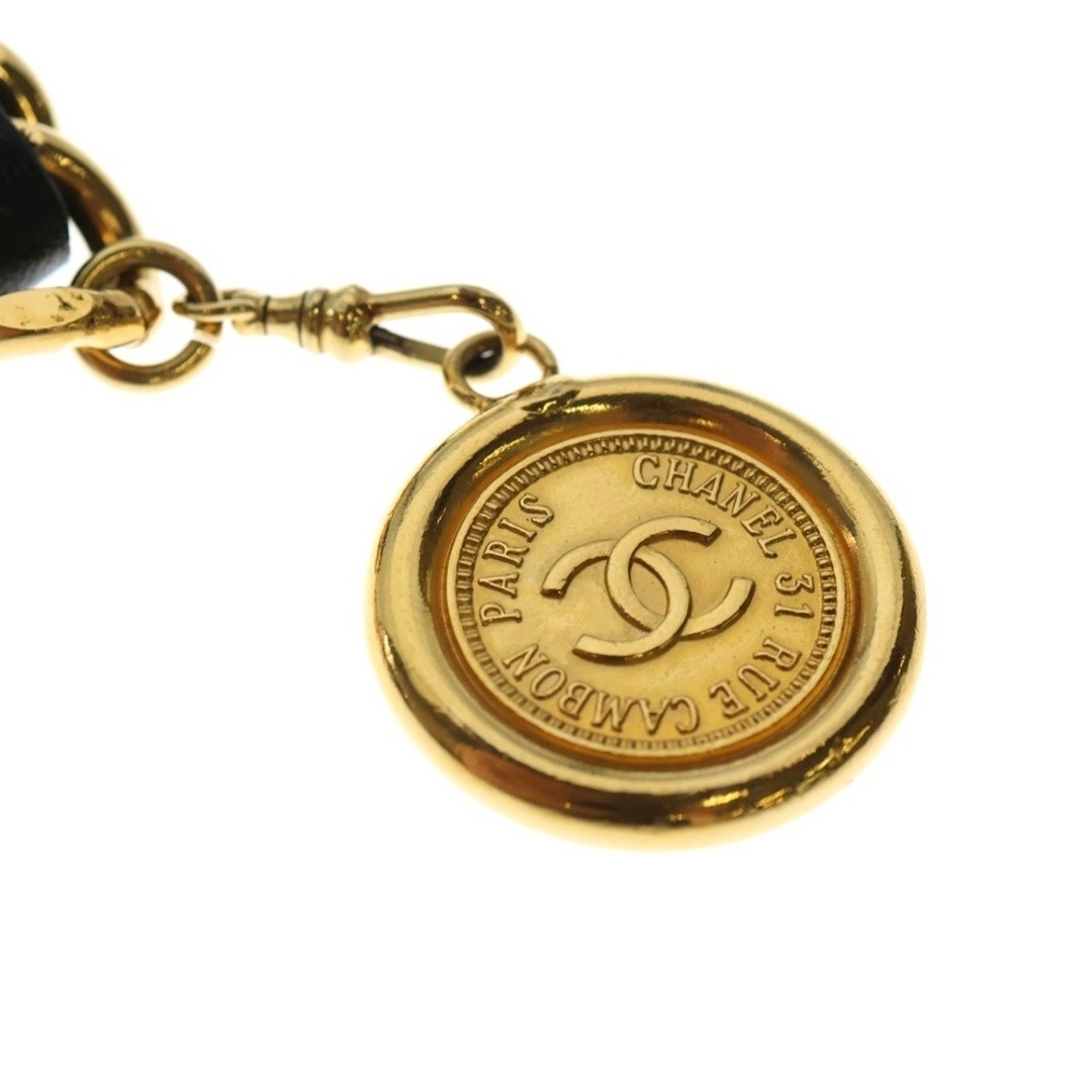 CHANEL Leather Belt Medal Motif Black X Gold Used 6524280f538c8ef48362d0d6f33854 thumbnail 5